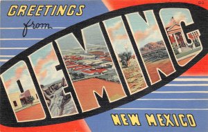 H56/ Deming New Mexico Linen Large Letter Greetings from Postcard