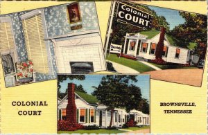 Brownsville, TN Tennessee COLONIAL COURT Roadside Christian Motel LINEN Postcard