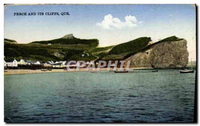 Old Postcard Perce and Its Cliffs What