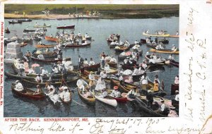 After The Boat Race Canoes Canoeing Kennebunkport Maine 1905 postcard