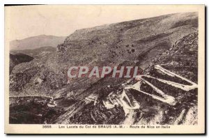 Old Postcard The laces of the Col de Braus A M Route de Nice in Italy