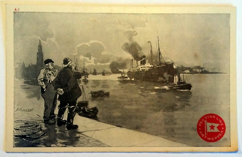 5 VINTAGE POSTCARDS RED STAR LINE - ANTWERPEN - 1920. UNUSED!!!