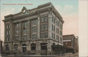 Postcard Railroad Terminal Station Hamilton Canada