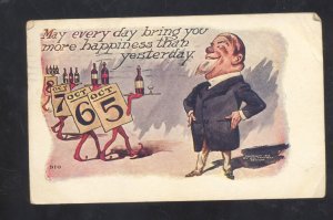 FAT MAN DRINKING DRUNK SMOKING CAIRO MISSOURI GEORGE HILL 1908 VINTAGE POSTCARD