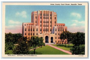 Amarillo Texas TX Postcard Potter County Court House Exterior c1940's Vintage
