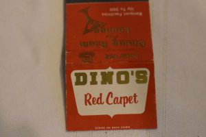 Dino's Red Carpet Chicago Illinois 30 Strike Matchbook Cover