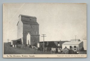 1909 Elevators Western Canada Farm Horse Wagons Farmers Rice Vintage Postcard 