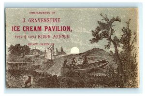 Lot Of 4 1870's J. Gravenstine Ice Cream Pavilion Harbor Scenes Moon P169