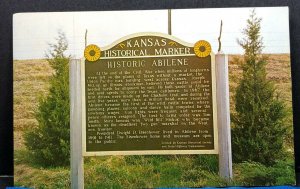 Abilene Historical Marker Kansas Vintage Postcard