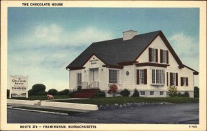 Framingham Massachusetts MA The Chocolate House Candy Linen c1930s-40s Postcard