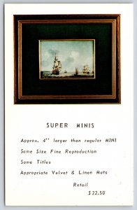 Advertising~Wonderlin Galleries Ltd Bloomington IL~Mini Art Prints~Vtg Postcard
