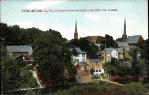 Stroudsburg Pennsylvania PA View from Seventh Street Bridge c1910  Postcard