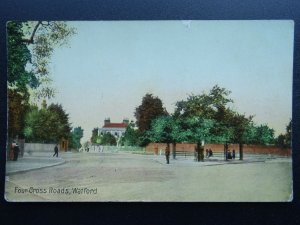 Hertfordshire WATFORD Four Cross Roads c1911 Postcard by B&D