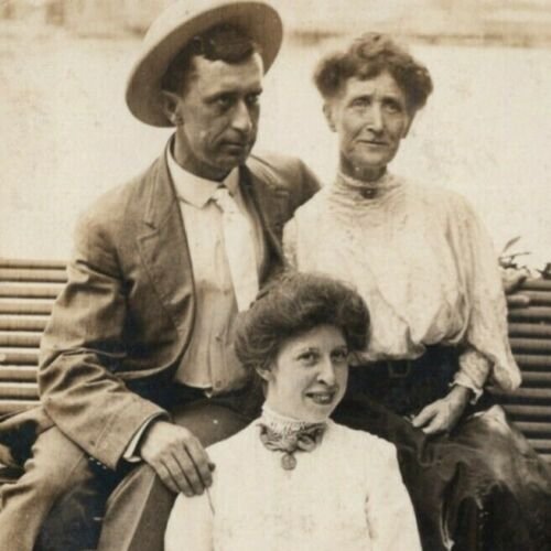 c.1900s - 1910s Family Mother Father Daughter RPPC Photo Postcard 