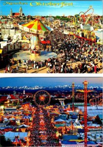 2~4X6 Postcards Munich, Germany  OCKTOBERFEST  Amusement Park Rides~Day/Night