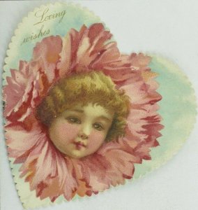 1880's Die Cut Heart Shaped Victorian Valentine Card F8