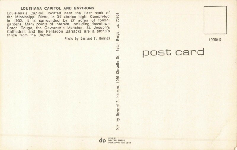 Postcard Louisiana Capitol and Environs