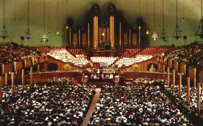 Utah UT, Tabernacle Interior, Historic Mormon Church Youth Conference, Postcard