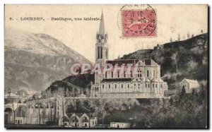 Old Postcard Lourdes Basilica Side View