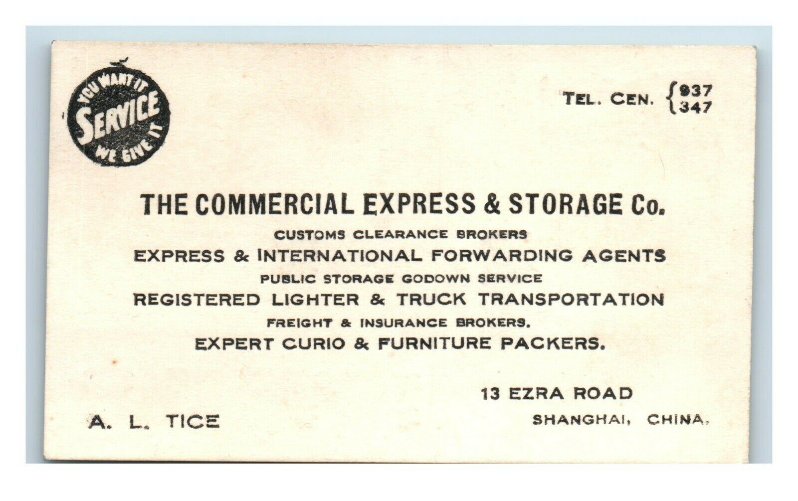 1920s Commercial Express & Storage Co. Ezra Rd Shanghai China Business