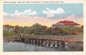 Sewalls Bridge First Pile Bridge US York Maine 1920s postcard