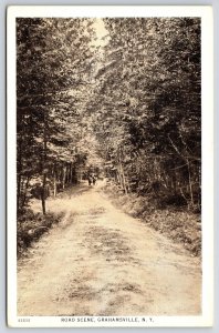 Road Scene Grahams Ville New York NY Forest Trees View RPPC Real Photo Postcard