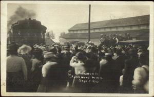 Rushmore MN Teddy Roosevelt on Train at RR Station 1910 Real Photo Postcard