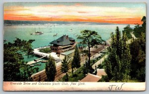 1908  Riverside Drive & Columbia Yacht Club  New York  Postcard