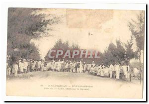 Madagascar Malagasy Old Postcard Fort Dauphin Fete of 14 July 1903 (on the sq...