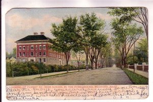 Forest St, High School, Medford, Massachusetts, Used 1906 Metal Handstamp Cancel