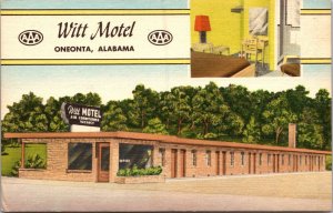 Linen Postcard Witt Motel in Oneonta, Alabama~138475
