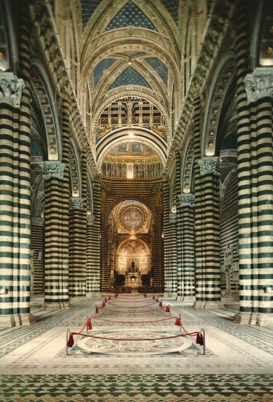 Postcard Siena Cathedral Interior Building Duomo Interno Bandiere Italy