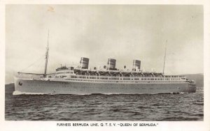 RPPC, British Ship FURNESS BERMUDA LINE QTEV  Queen Of Bermuda  Photo Postcard