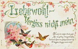 LEBEWOHL VERGISS NICHT MEIN-1901 GERMAN GREETING POSTCARD