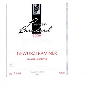 Pierre Bernhard 1996 Vin D'Alsace Gewurztraminer, Original Vintage Wine ...