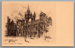 Postcard UK c1920s University of Liverpool Victoria Building From The Quadrangle