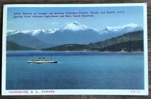 Postcard Used “C. P. R. Steamer” Vancouver B.C. Canada PM/1953? L31