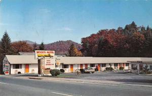 Franklin North Carolina birds eye view Wood's Motel vintage pc Z26794