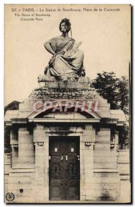 Old Postcard Paris Statue Strasbourg Place de la Concorde