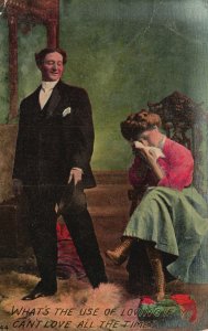 Vintage Postcard 1910's Lovers Couples Girl Crying Boy Smiling Romance Dating