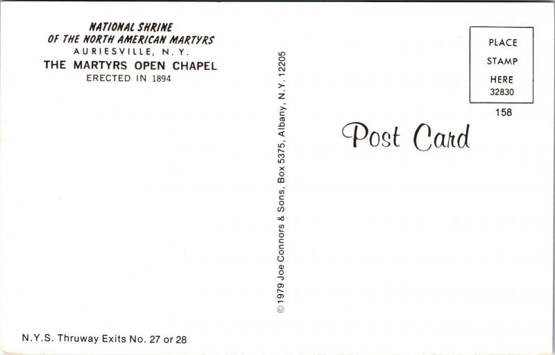 Martyrs Shrine Auriesville NY New York National Open Chapel Postcard VTG UNP  