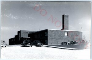 c1950s Grundy Center, IA RPPC Memorial Hospital Parked Ford Cars Photo PC A110