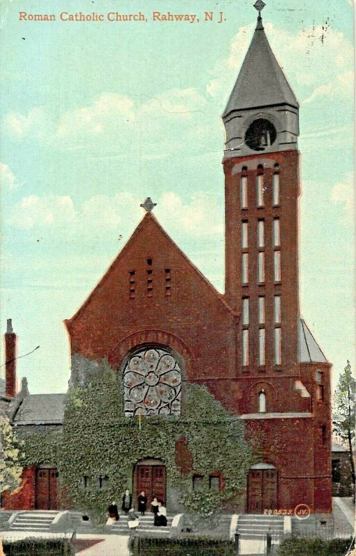 RAHWAY NEW JERSEY~ROMAN CATHOLIC CHURCH  (NOW DIVINE MERCY) 1909 PMK POSTCARD