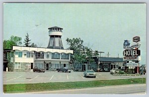 Normandie Motor Hotel, Texaco Gas Bar, Royal Bank, 1986 Orleans Ontario Postcard
