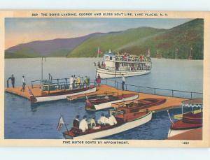 Linen Postcard Ad MOTOR BOAT RENTALS Adirondacks - Lake Placid NY hp5159