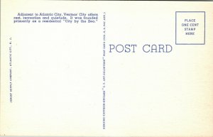 MUNICIPAL PIER, VENTNOR CITY, NEW JERSEY, 1940'S LINEN POST CARD  PC