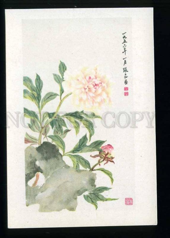 208711 CHINA Zhang Da-Zhuang peony old postcard