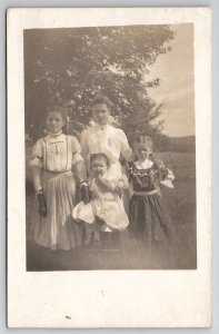 Dixmont Maine RPPC Chase Family Edwardian Girls c1910 Real Photo Postcard H27