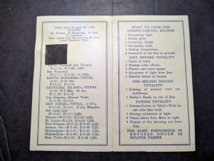 1923 Solar Eclipse Pamphlet Booklet Geo R Lockwood Sol A Clipse