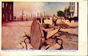 Earthquake Damage to Streets in San Francisco CA Hearst UDB Vintage Postcard O11